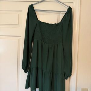 Abercrombie & Fitch Dark Green Smocked Tiered Mini Dress